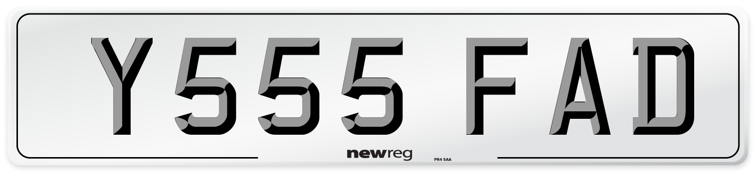 Y555 FAD Number Plate from New Reg